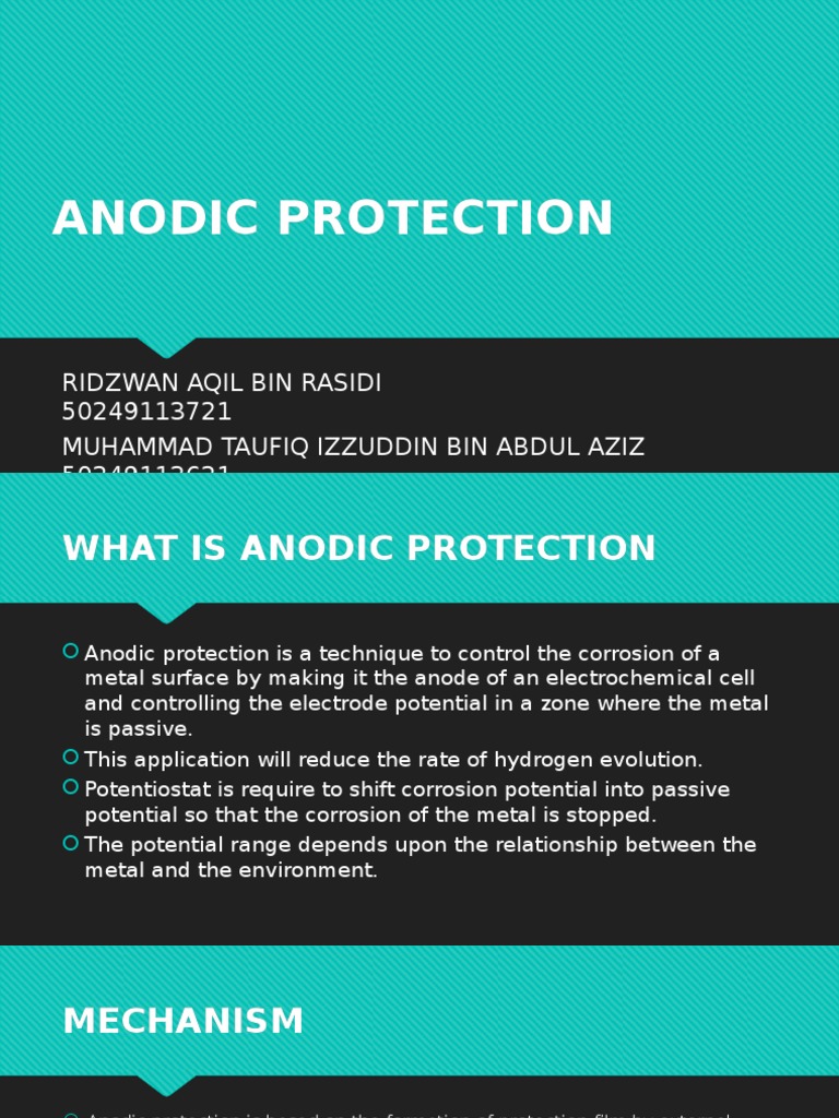 ANODIC PROTECTION taufiq,aqil.pptx Corrosion Electrode