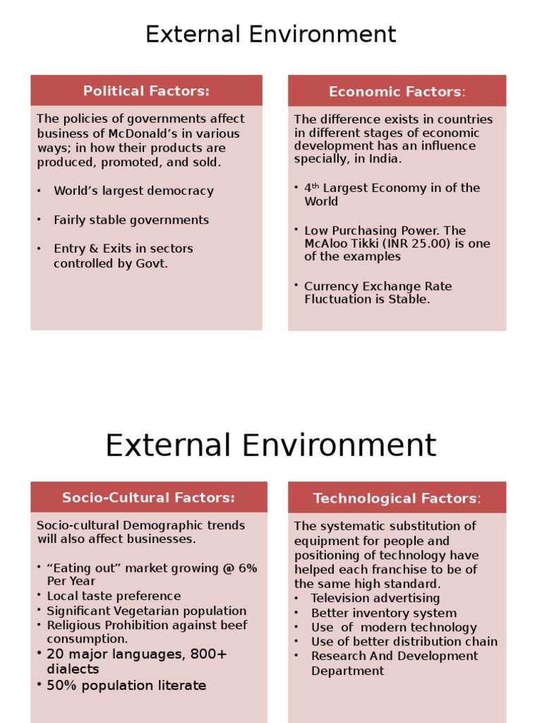 McDonald's External Environment Analysis | PDF | Mc Donald's | Supply Chain