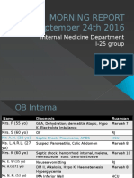 Morning Report September 24th 2016: Internal Medicine Department I-25 Group