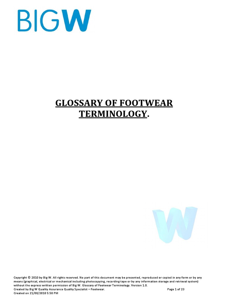 Glossary of Footwear Terminology BIGW PDF Shoe Seam (Sewing)