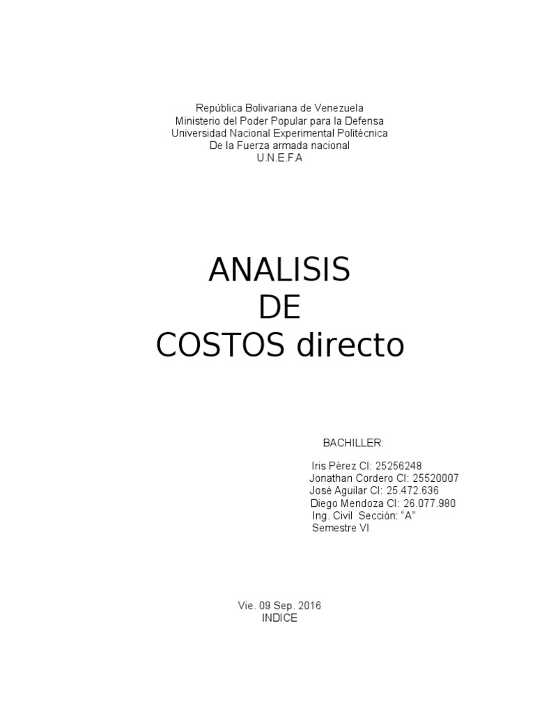Analisis de Costo Directo | PDF | Materiales de construcción | Personal