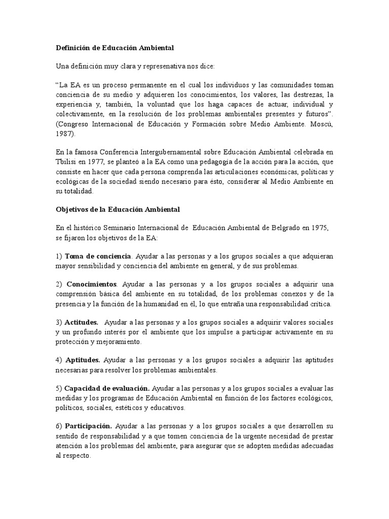 Definicion De Educacion Ambiental Ecologia Aprendizaje