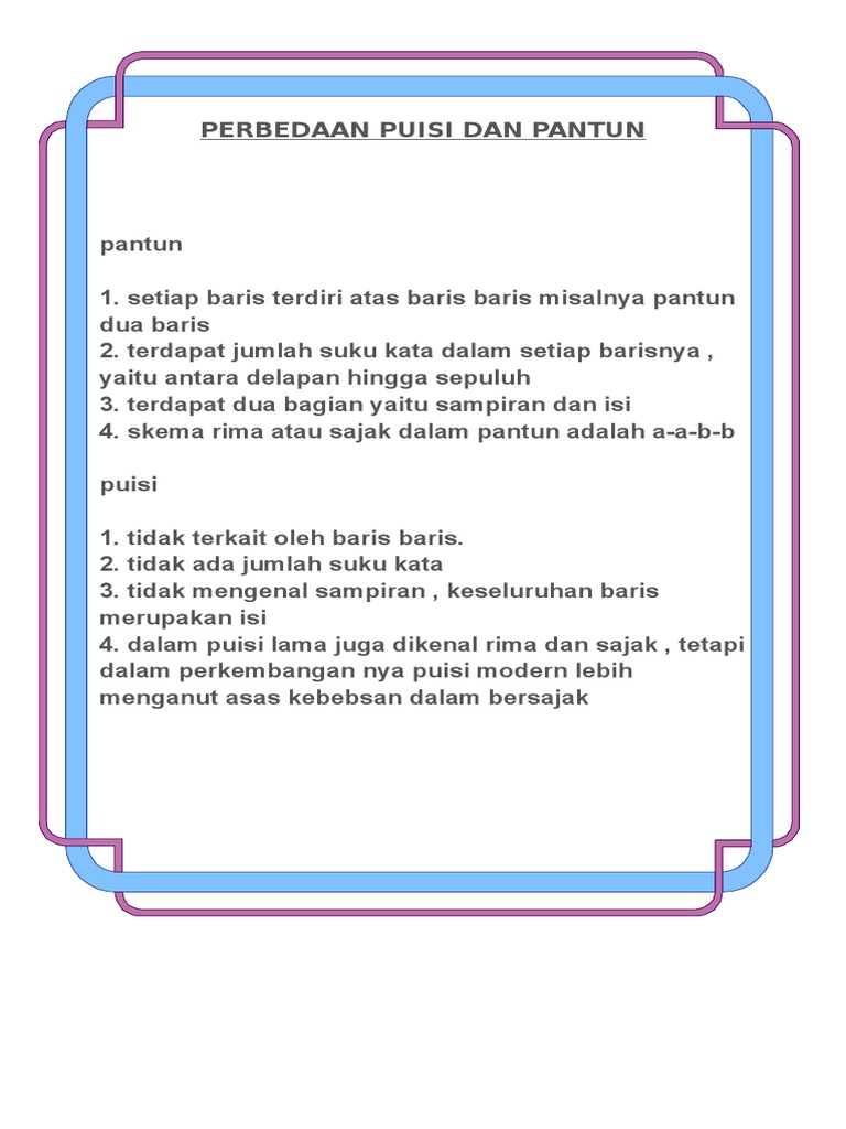 Perbedaan Puisi Dan Pantun