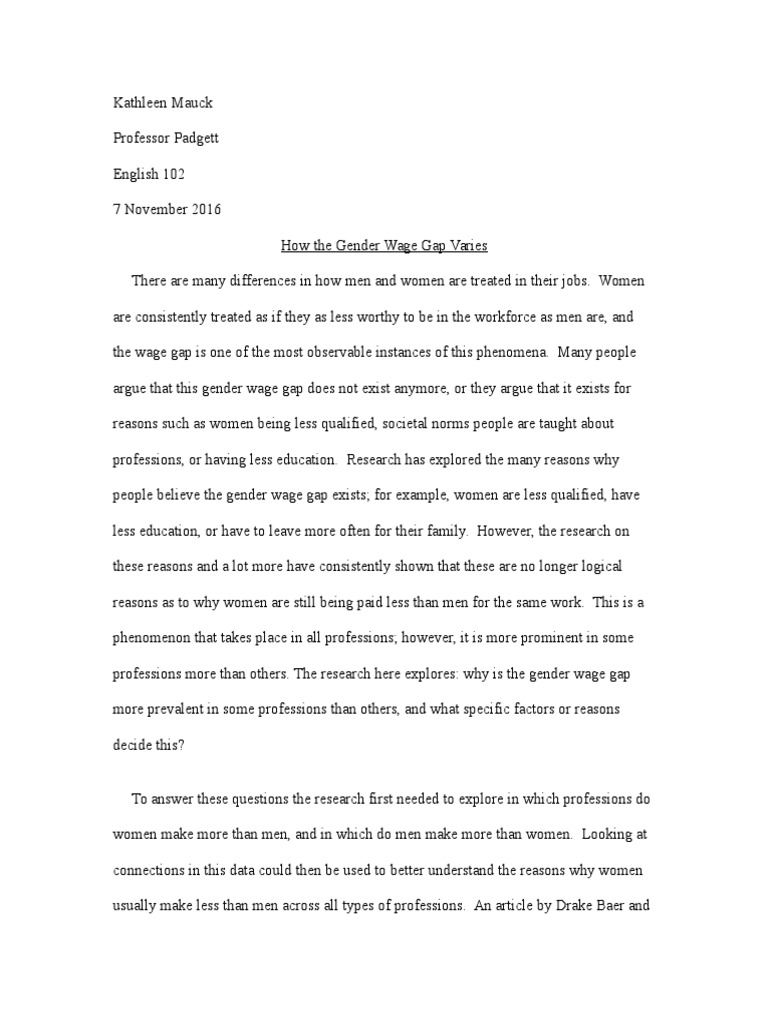 argumentative essay on gender pay gap