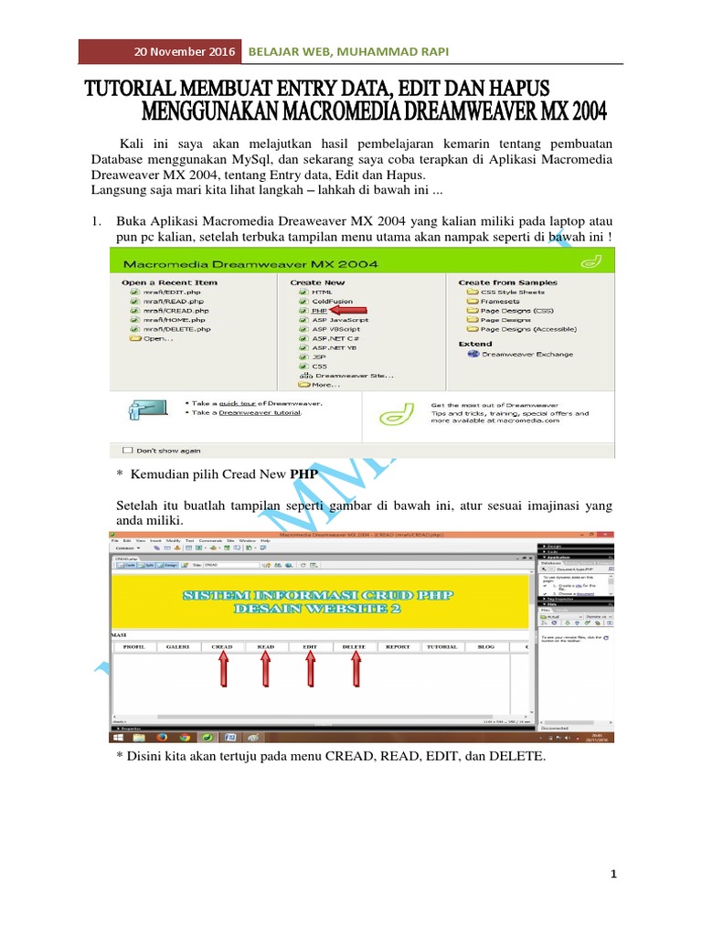 Tutorial CRUD MySQL di Dreamweaver | PDF | Karier & Perkembangan | Bisnis