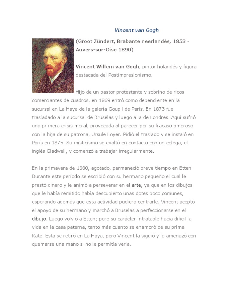 biography of vincent van gogh pdf