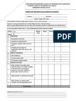 Feedback Form For Teacher Evaluation by Students