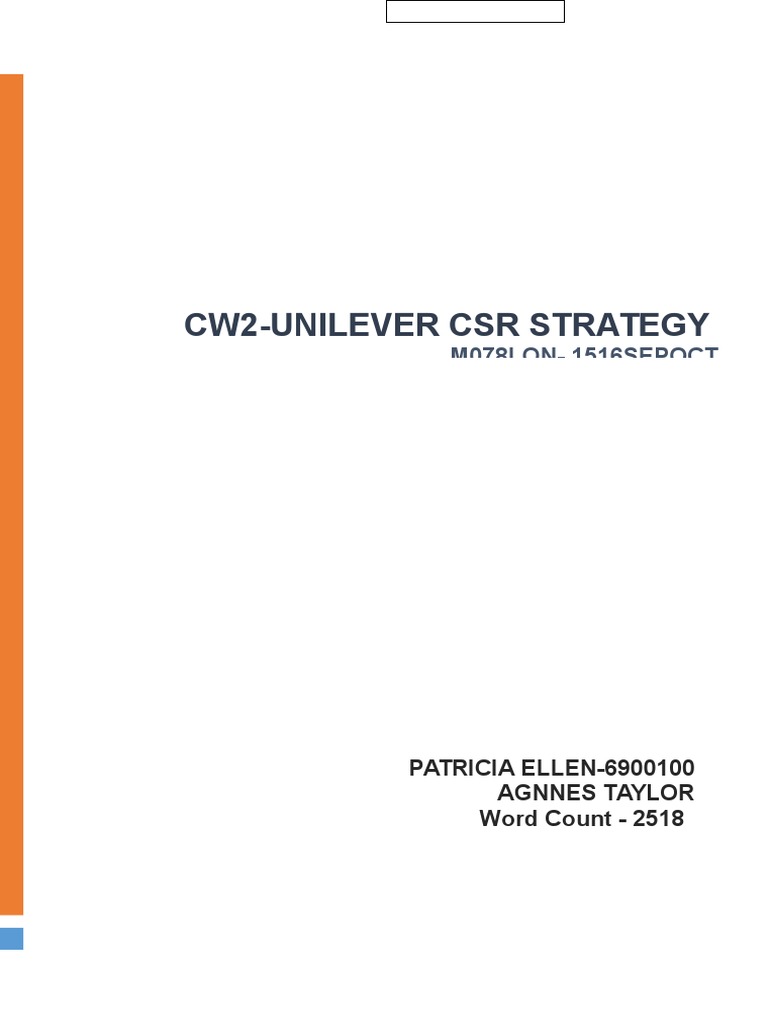 CSR 2 - Unilever6900100 | PDF | Corporate Social Responsibility | Unilever