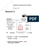 Tabla Comparativa de Rendimientos de Maquinaria Pesada