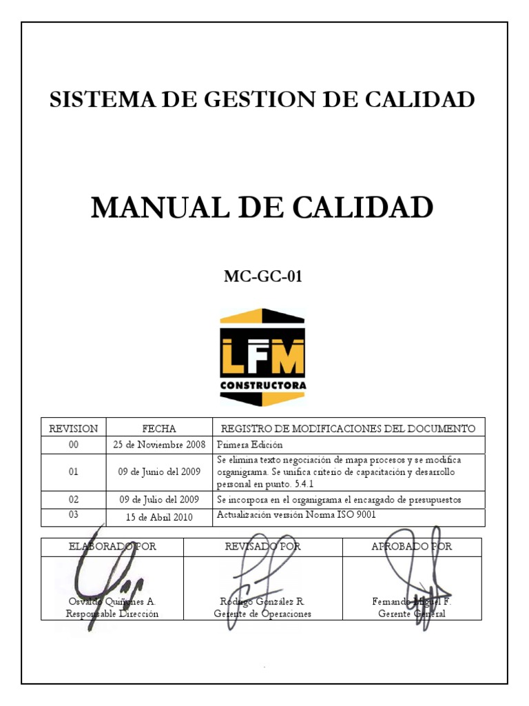 MCGC01 MANUAL DE CALIDAD REV 03.pdf Calidad Planificación