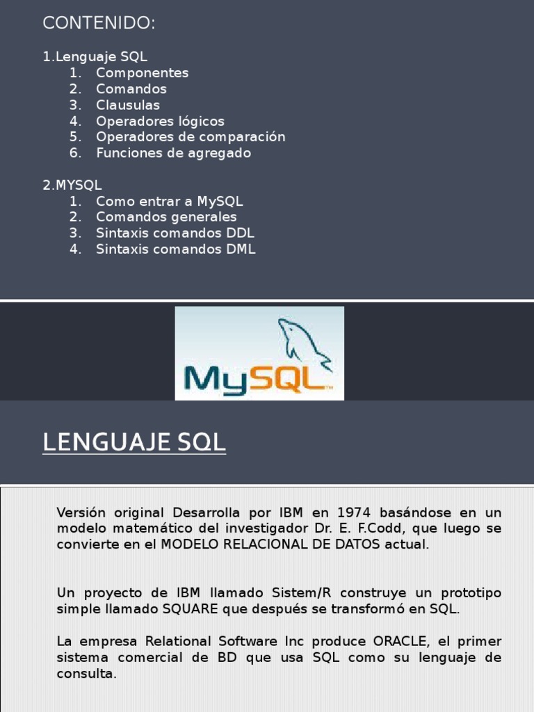 Comandos DDL y DML en MySQL | PDF | SQL | Bases de datos