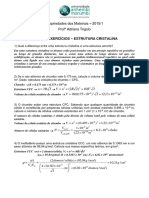 Lista - Estruturas Cristalinas -Exercícios Resolvidos - Propriedades dos Materiais Civis.pdf