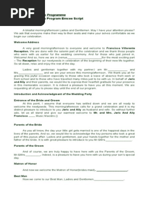 Wedding Reception Programme Script Pdf Wedding Bridesmaid