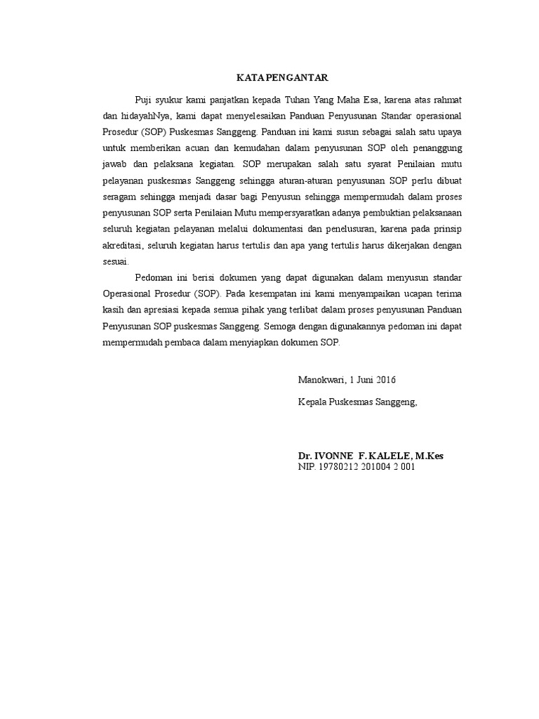 2.3.11.5 Kata Pengantar Panduan Sop