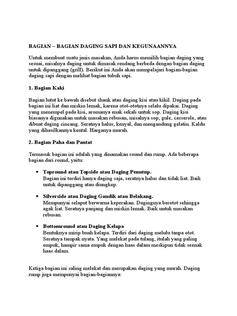 Bagian Daging Sapi