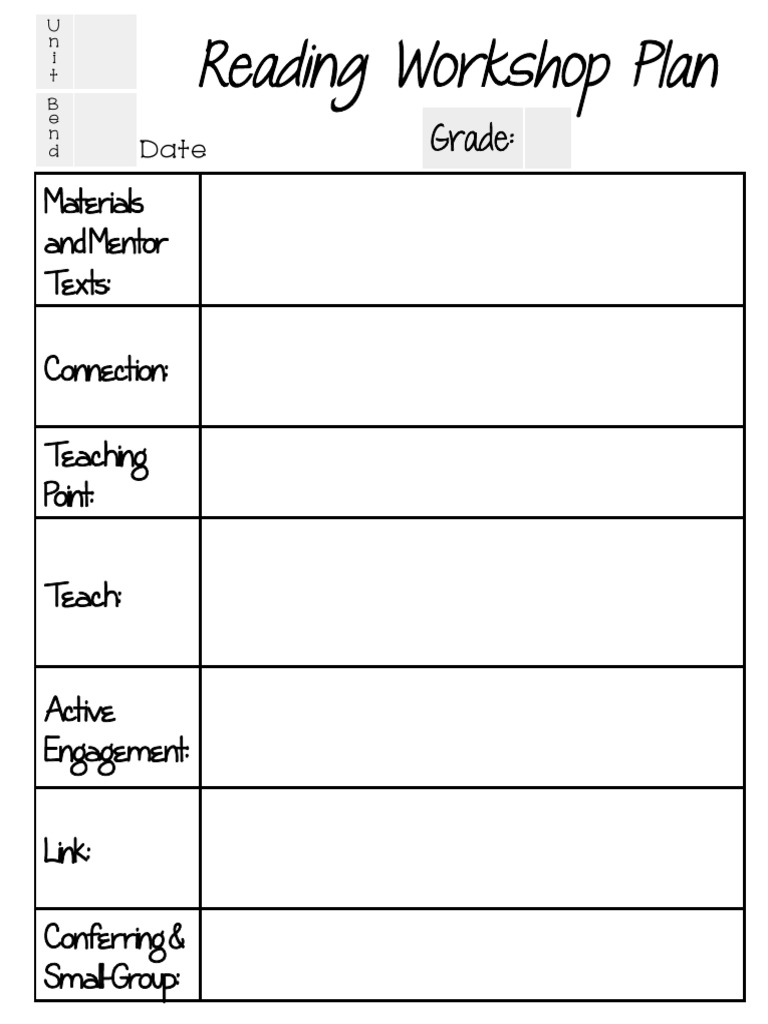 Reading Workshop Plan Template | PDF | Career & Growth