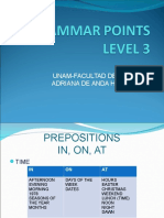 Grammar Points Level 3 Unam - 1st Partial