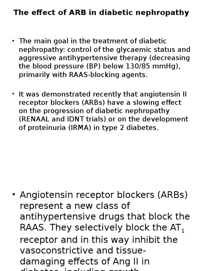 The Effect of ARB in Diabetic Nephropathy | PDF | Medicine | Clinical ...