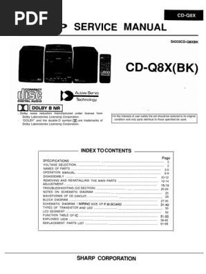 Sharp CD Player Service Manual | PDF | Compact Cassette | Amplifier