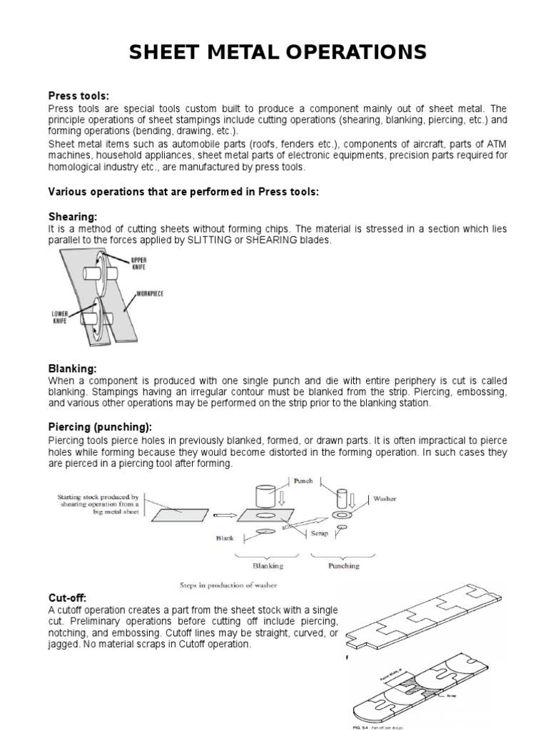 Sheet Metal Operations PDF Sheet Metal Process Management