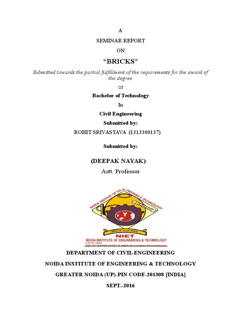 Seminar Report on Bricks in Civil Engineering | PDF | Computers ...
