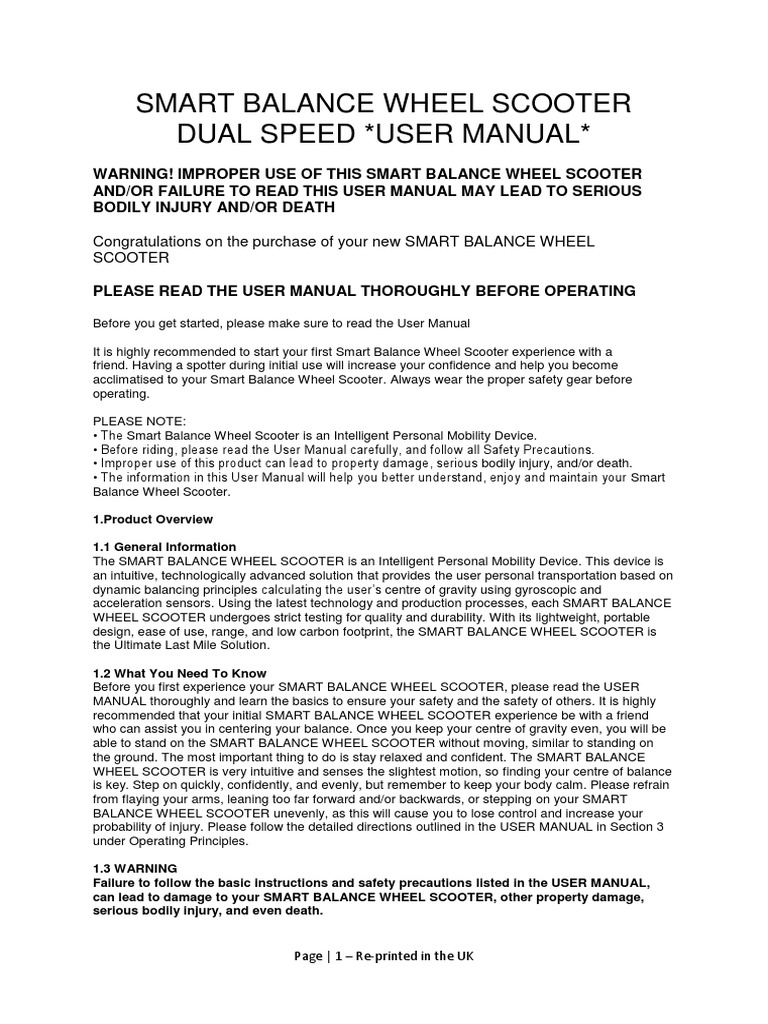 Smart Balance Wheel Scooter Dual Mode PDF Battery Charger