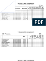 Master List of Grade 1 For Immunization: Adolescents Health and Development Program