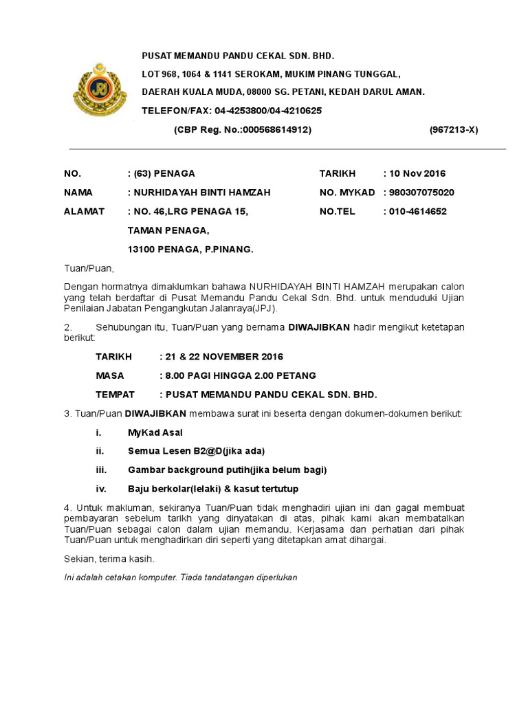 Surat Jpj Pdf
