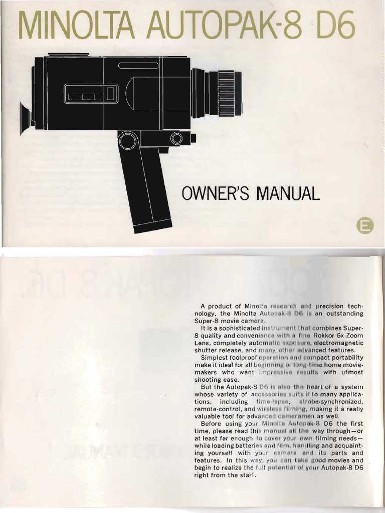 Minolta Autopak Super 8 D6 Manual English PDF Exposure (Photography