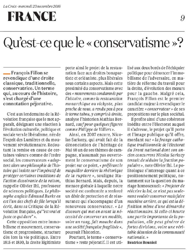 Qu'est-Ce Que Le Conservatisme ? | PDF