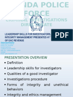 Leadership Skills For Investigators, Ethics And Integrity Management