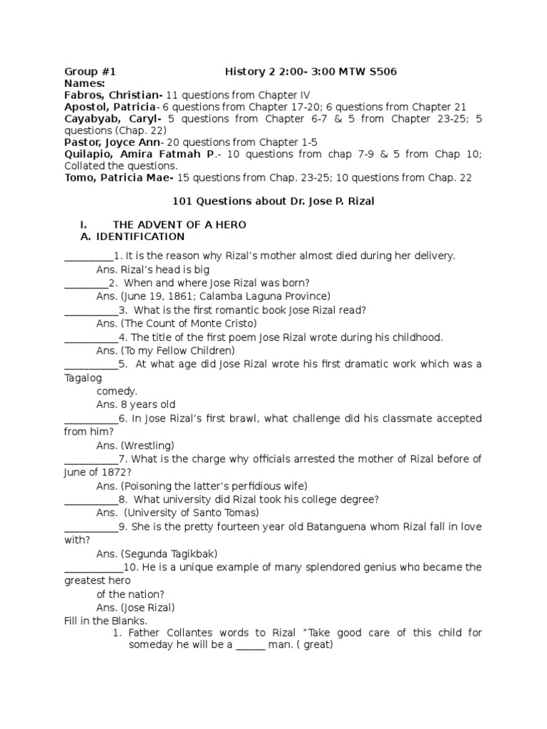 101 Questions About RIzal | Philippines | Unrest