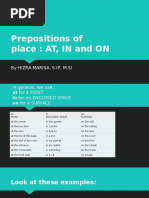 Prepositions of On in at