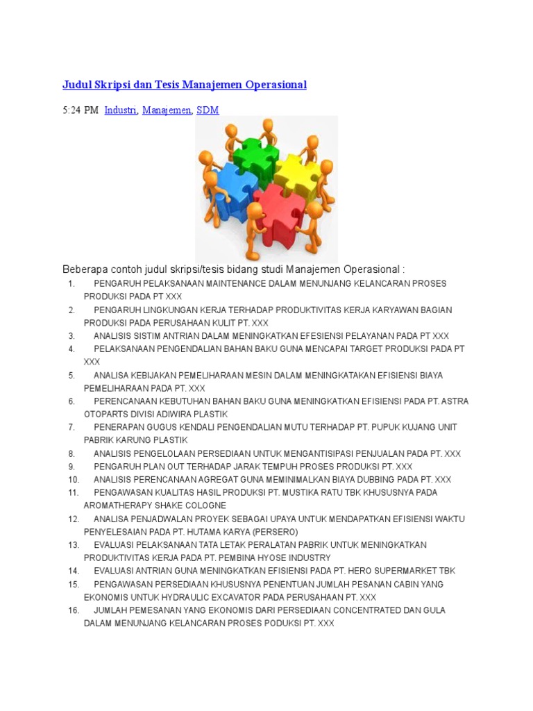 Judul Skripsi Dan Tesis Manajemen Operasional PDF