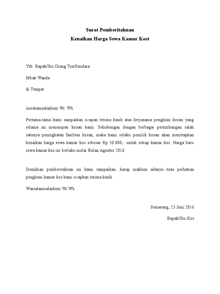 Contoh Surat Kontrak Sewa Letak Barang