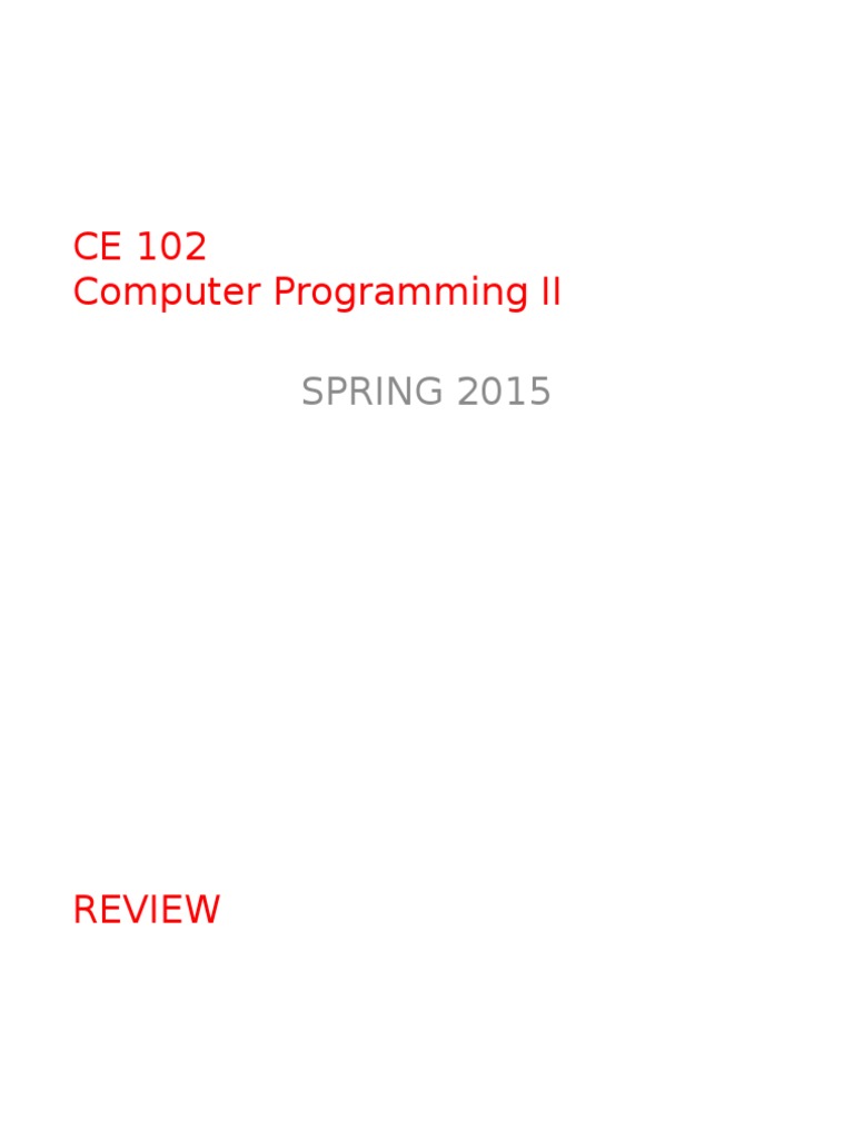 C Programming II Spring 2015 Review Guide | PDF | Data Type | Subroutine