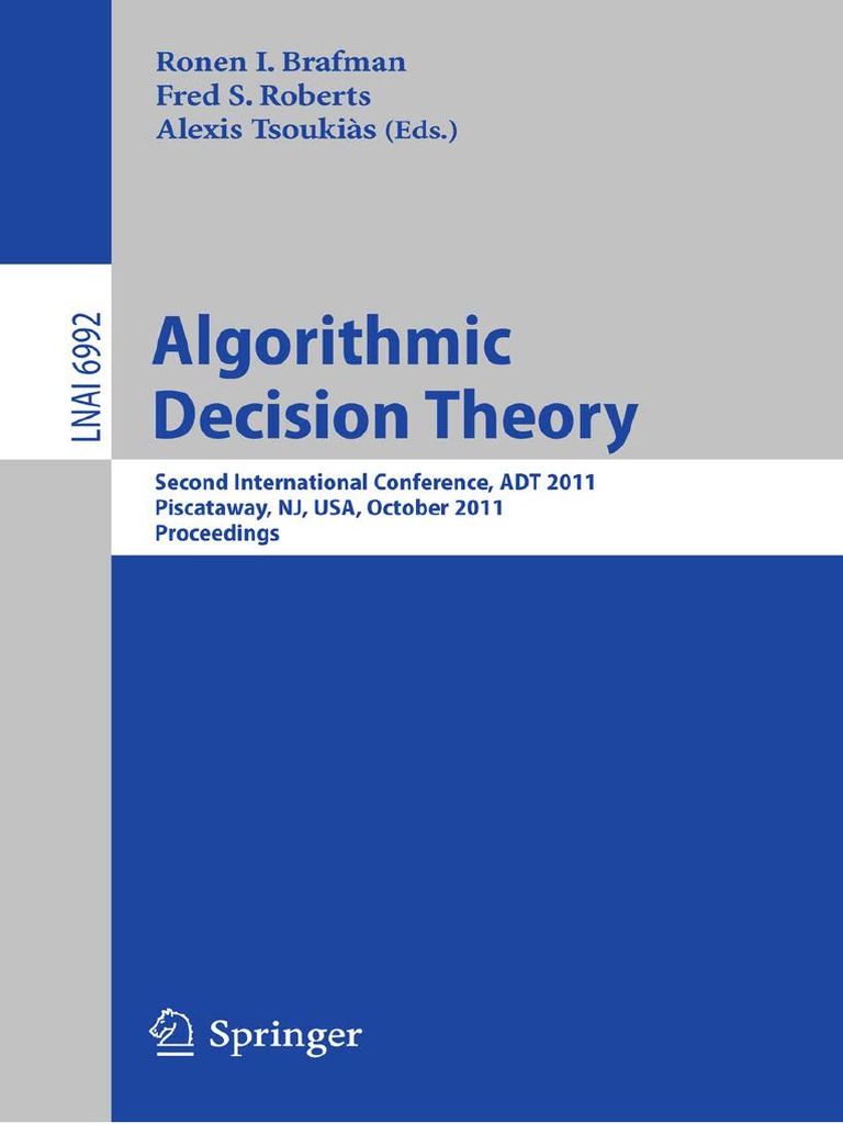 Algorithmic Decision Theory - ADT 2011 PDF | PDF | Computational