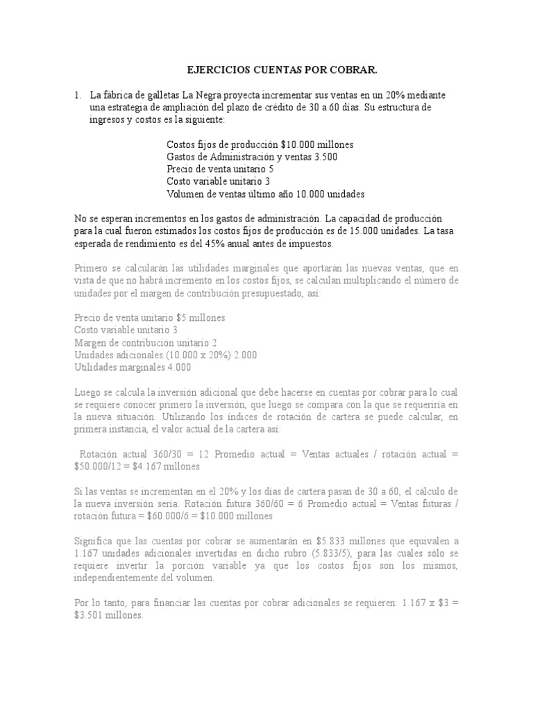 Análisis de Cuentas por Cobrar y Rentabilidad | PDF | Euro | Precios