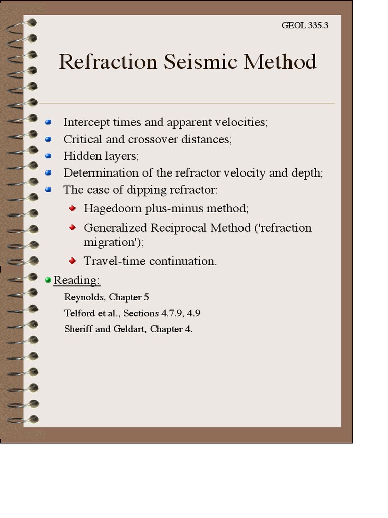 Refraction Seismic Method Overview | PDF | Optics | Physical Sciences