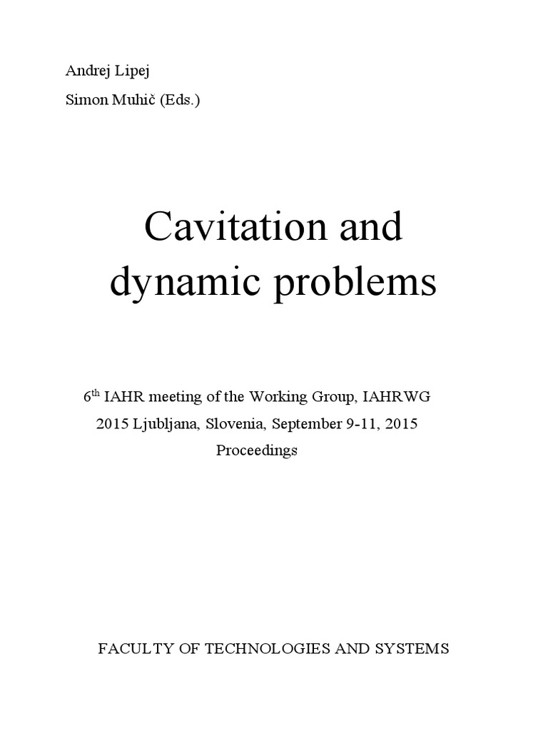 Cavitation and Dynamic Problems | PDF | Pump | Fluid Dynamics