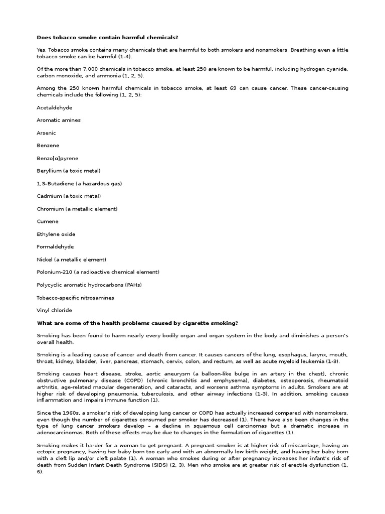 Harmful Effects of Smoking and Quitting | PDF | Cigarette | Tobacco Smoking