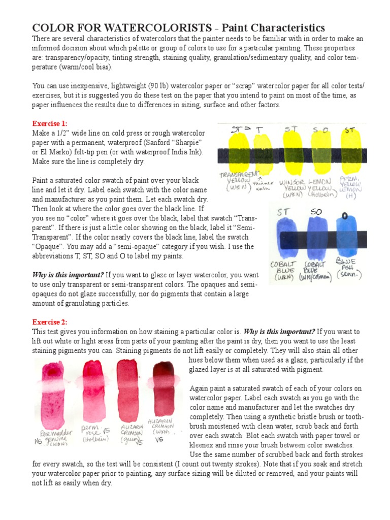 Color Mixingpaint Properties and Characteristics Watercolor Painting Color