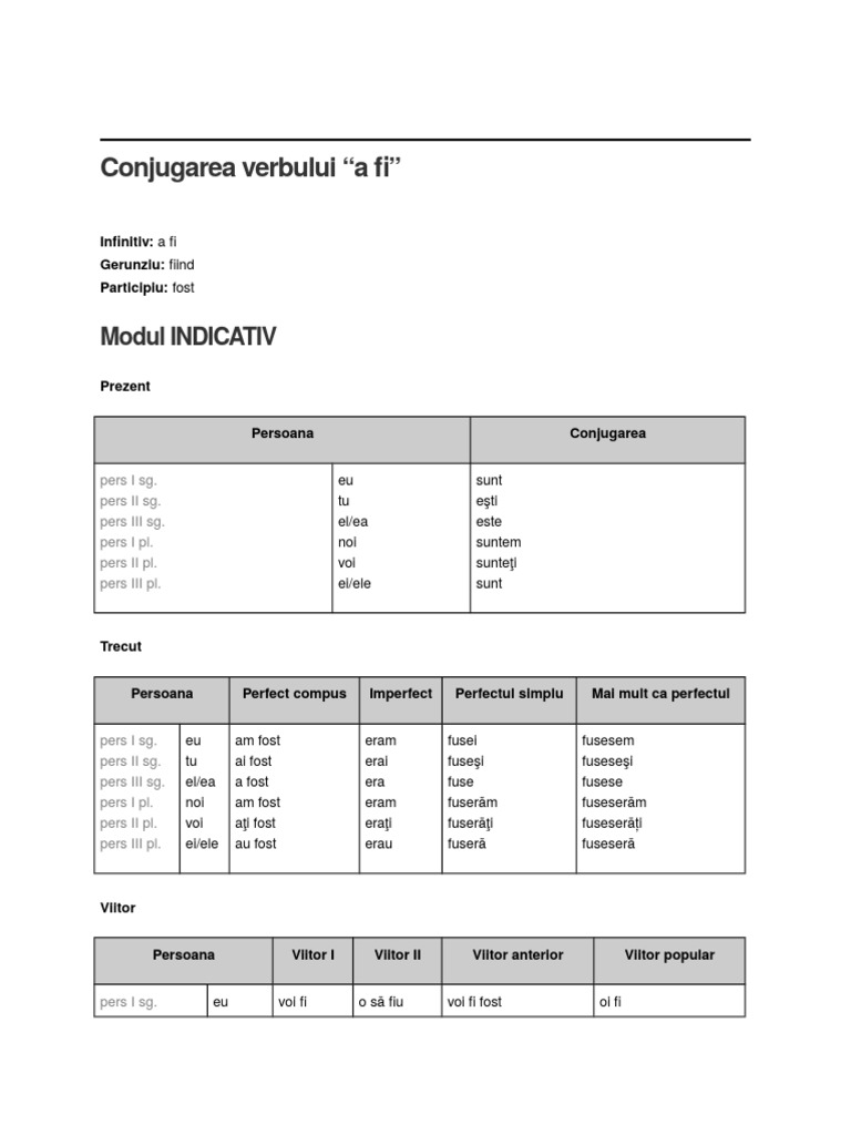 Conjugarea Verbului 