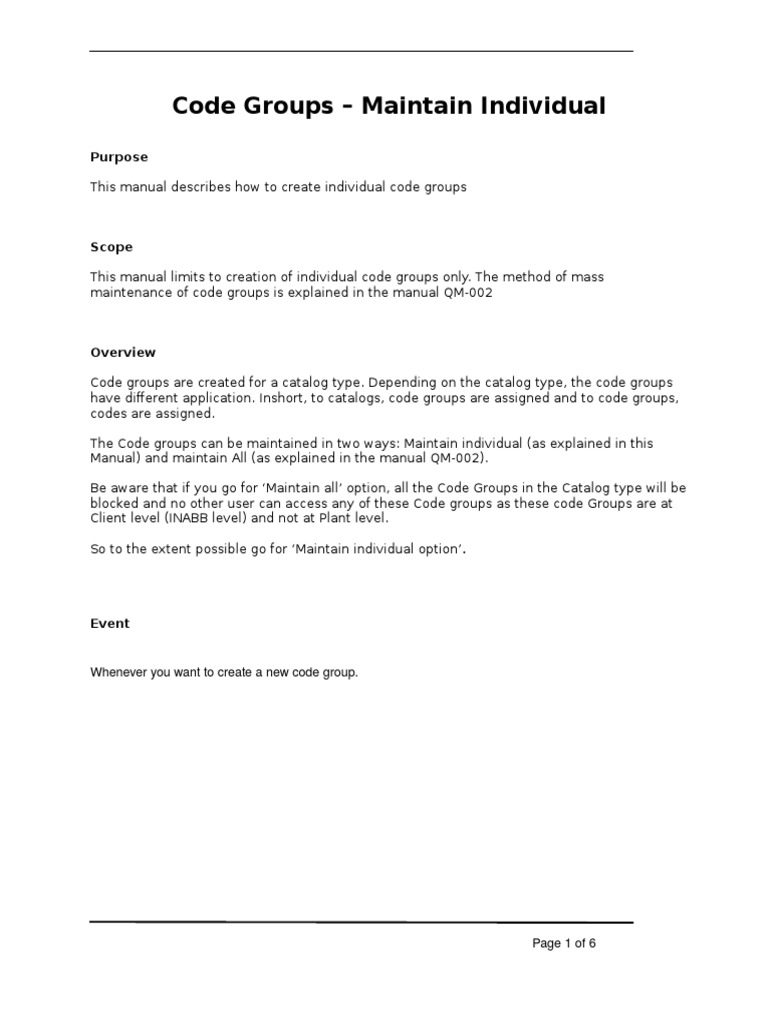 Creating Individual Code Groups | PDF