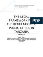 Tenga, Ringo W. 'The Legal Framework for the Regulation of Public Ethics in Tanzania - A Review [Ethics Commission's MP Workshop, Morogoro,, April, 2010]