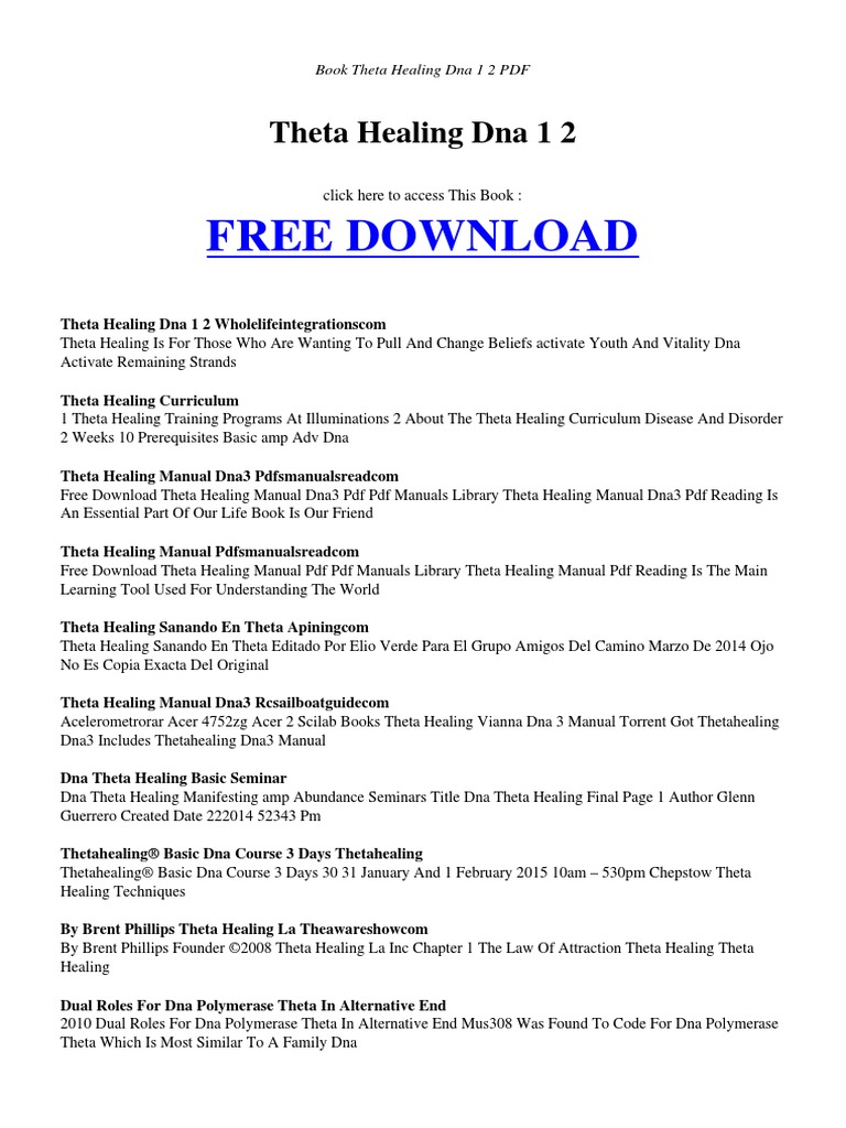 Free Download: Theta Healing Dna 1 2 | PDF | Therapy