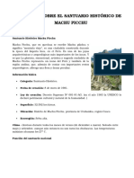 Informe Sobre El Santuario Historico de Machu Picchu