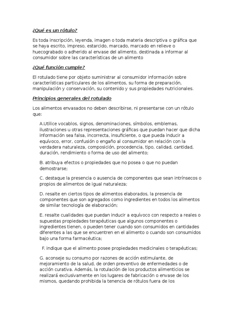 Qué Es Un Rótulo | PDF | Alimentos | Salud y bienestar