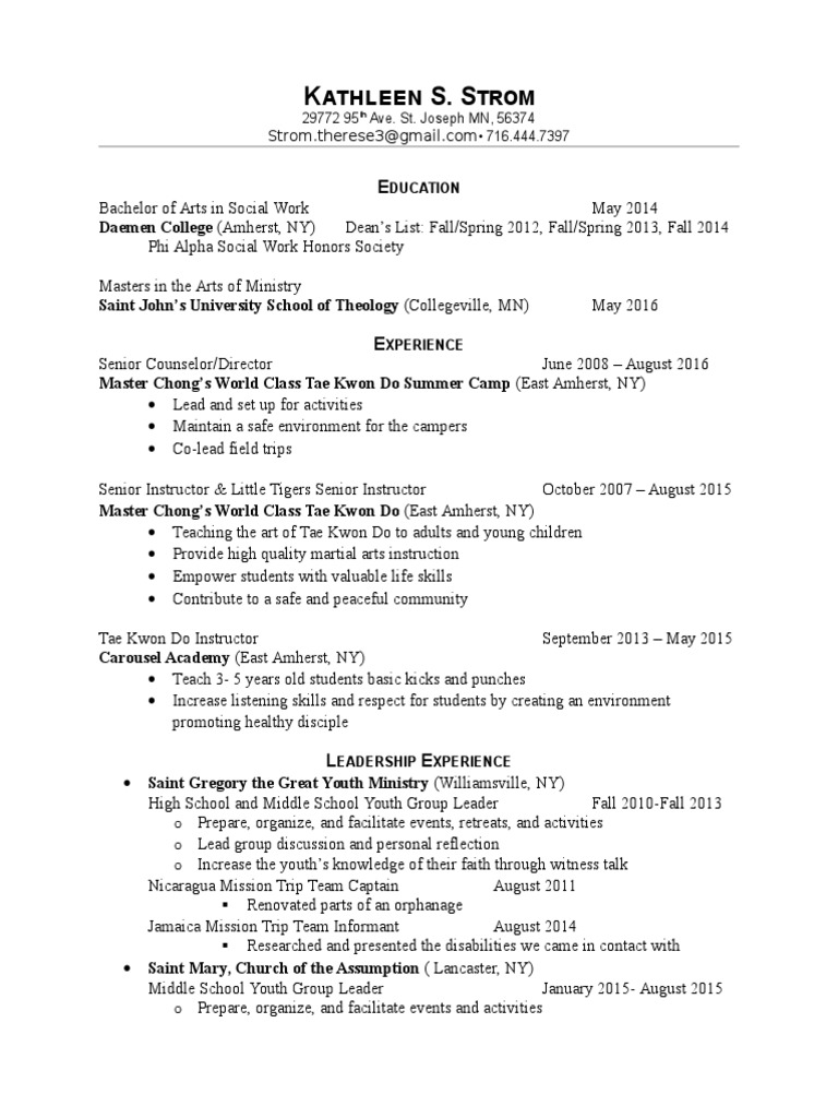 Kathleen S Strom Resume 2016 | PDF