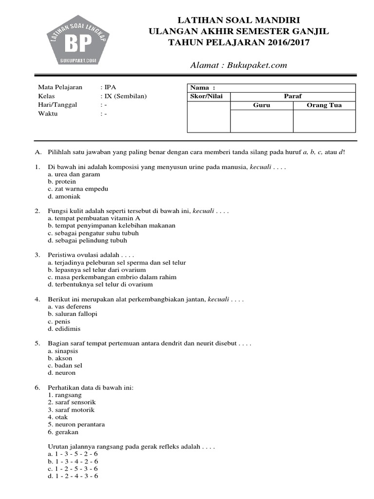 Soal Uas Ipa Kelas 9 Kurikulum 2013 Pewarisan Sifat